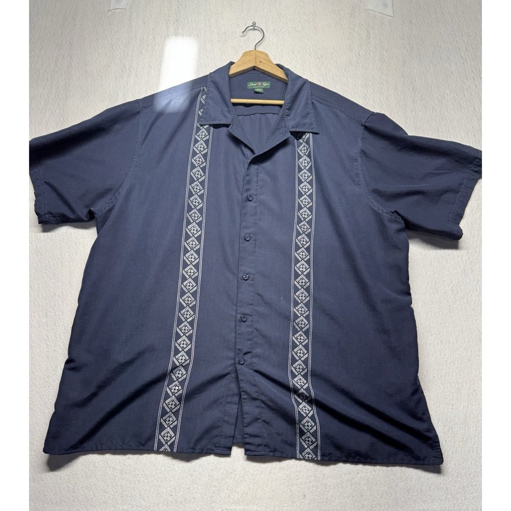 David Taylor Collection Shirt Mens 2XL Blue Button Up Short Sleeve Casual Camp - Picture 1 of 9